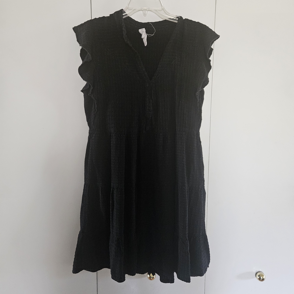 Anthropologie Amadi Black Flutter Sleeved Dress